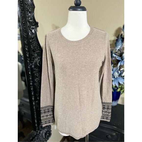 Skull Cashmere Tan Long Sleeve Sweater Size Small - Picture 1 of 3
